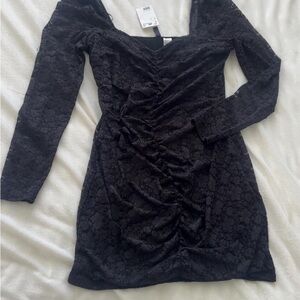 H&M Black Floral Lace Long Sleeve Dress